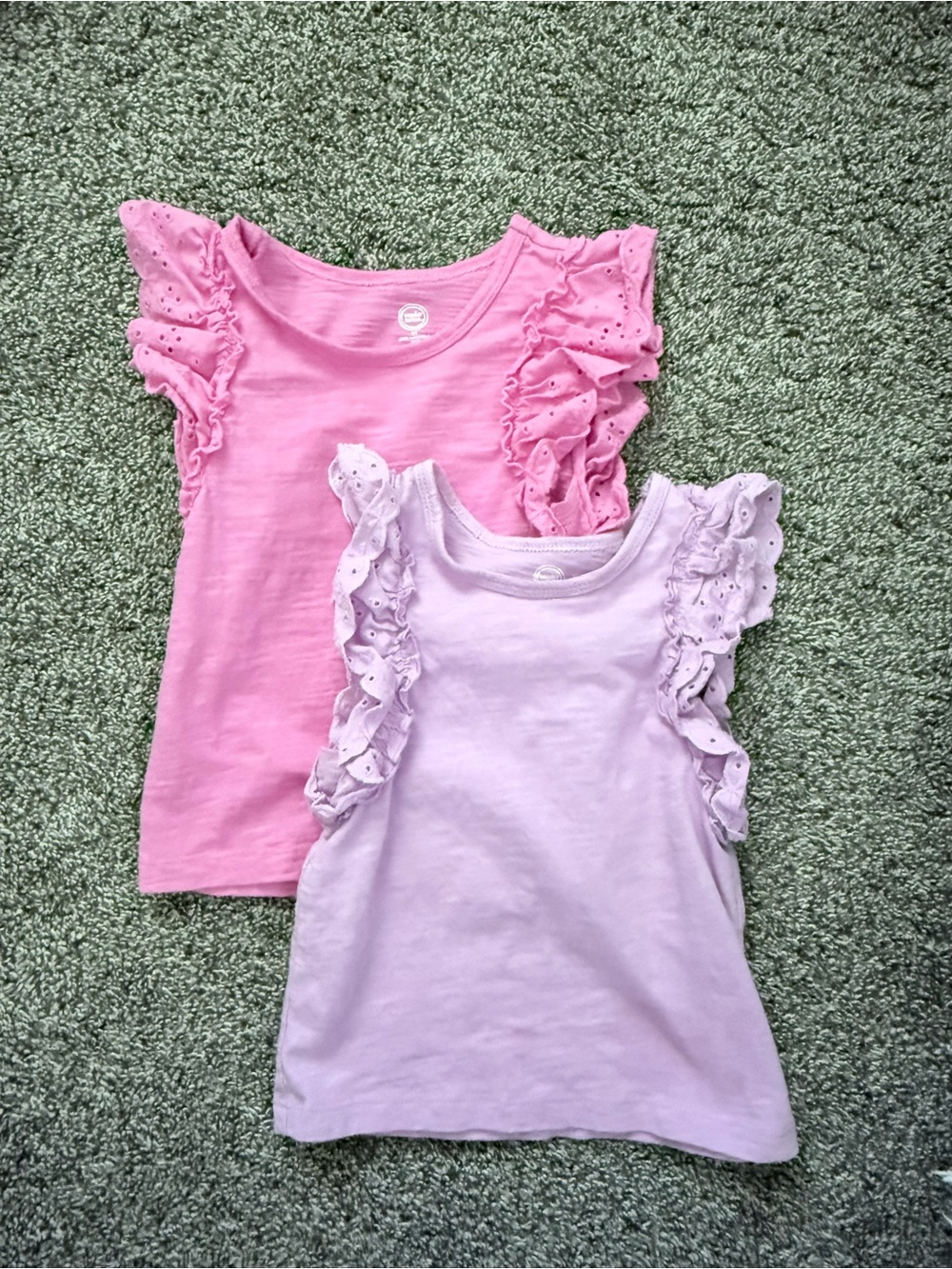 wonder nation Girls Ruffle Sleeve Tank Tops - Pink & Lavender